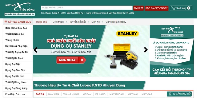 Website thương mại của Kết Nối Tiêu Dùng đa dạng các danh mục sản phẩm