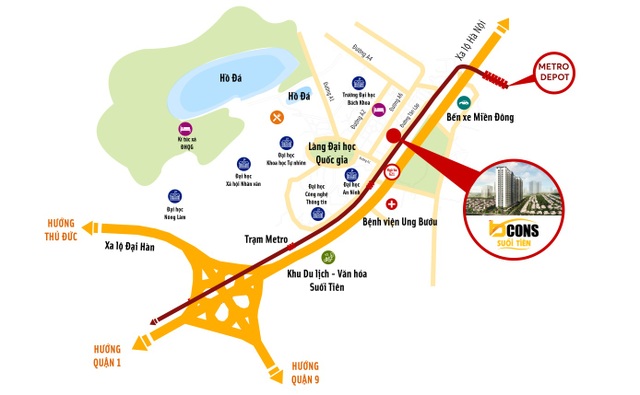 Vùng ven khu Đông Tp.HCM: Tâm điểm thu hút nhà đầu tư - 1 Dự án khu căn hộ Bcons – Suối Tiên tọa lạc tại vị trí thuận tiện