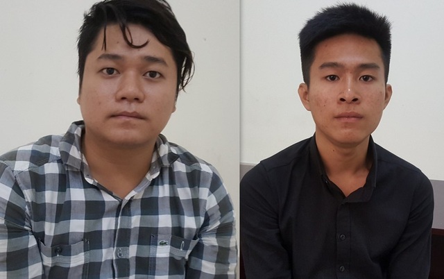 Hai thanh niên dí dao cướp xe máy của cô gái lúc rạng sáng - 1 2 nghi can Lê Hoàng Nhân và Huỳnh Hoàng Lộc tại cơ quan công an