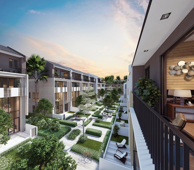 Những ngôi nhà sang trọng, đẳng cấp giữa công viên phía Tây Nam Hà Nội - 1 Những ngôi nhà tại The Mansions được ôm trọn bởi sắc xanh của thiên nhiên