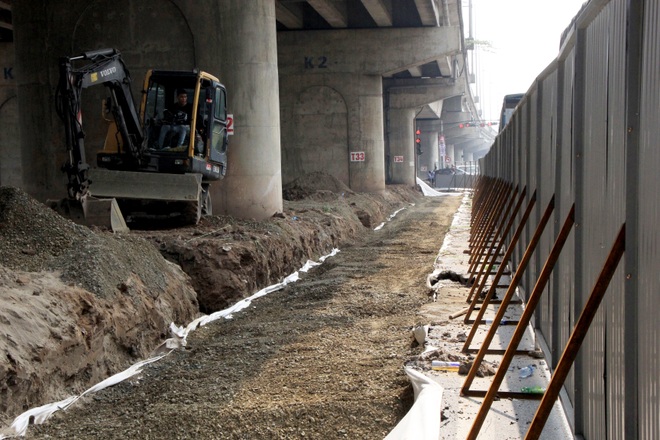 Toàn cảnh xén dải phân cách đường vành đai 3 nút giao Giải Phóng - Ngọc Hồi - 9 Toàn cảnh xén dải phân cách đường vành đai 3 nút giao Giải Phóng - Ngọc Hồi - 9