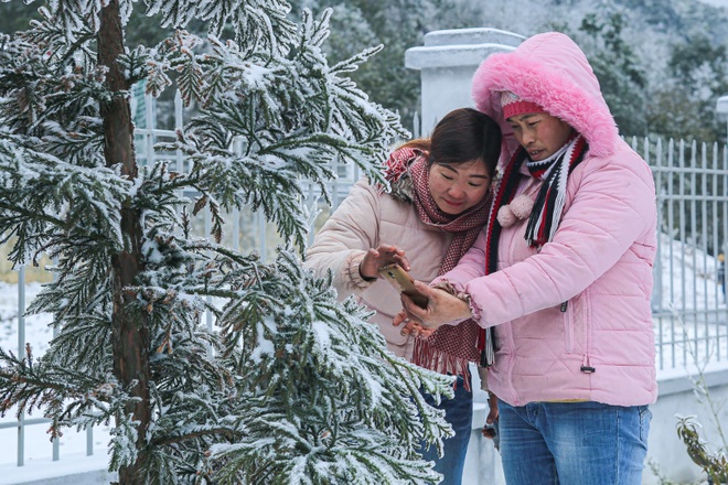 Tourists enjoy pouring out on the street, taking pictures with white snow in Y Ty - 10