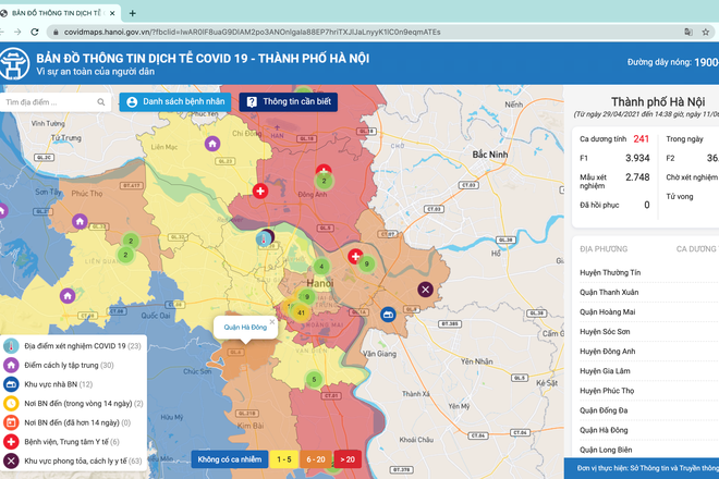 Hà Nội ra mắt Bản đồ thông tin dịch tễ Covid-19 - 1