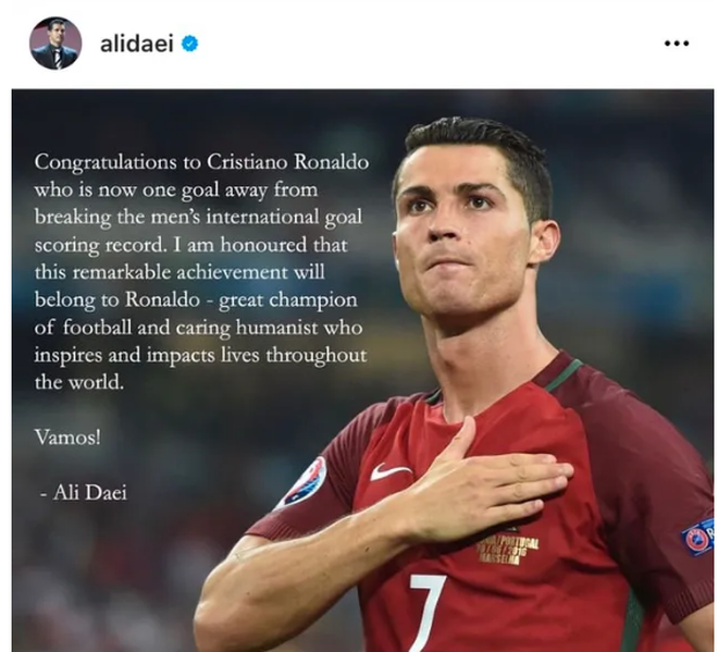 Huyền thoại Ali Daei chúc mừng Ronaldo sắp phá kỷ lục ghi bàn mọi thời đại - 2