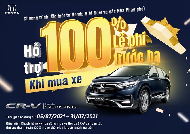 Honda hỗ trợ 100% lệ phí trước bạ cho khách hàng mua CR-V  trong tháng 7 - 1