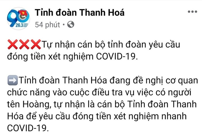 Tung tin xét nghiệm nhanh người từ TPHCM về Thanh Hóa để lừa tiền - 1