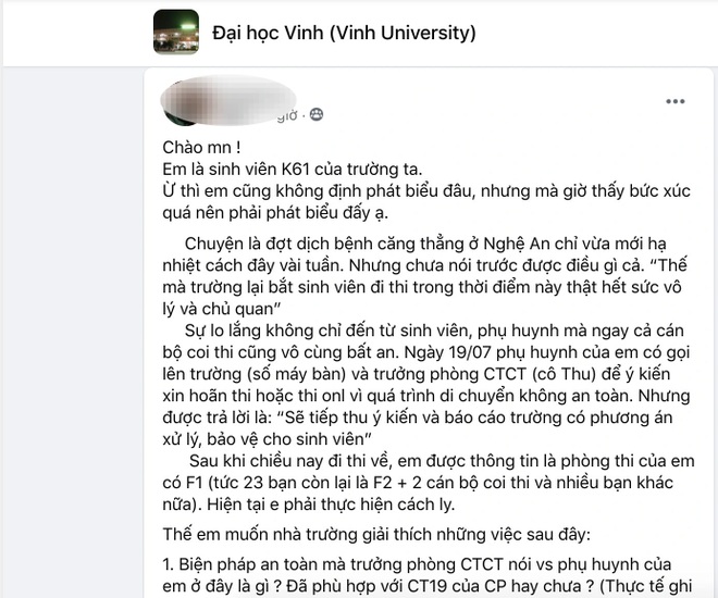 Hiệu trưởng Trường Đại học Vinh nói gì khi tổ chức thi giữa mùa dịch - 1 Hiệu trưởng Trường Đại học Vinh nói gì khi tổ chức thi giữa mùa dịch - 1