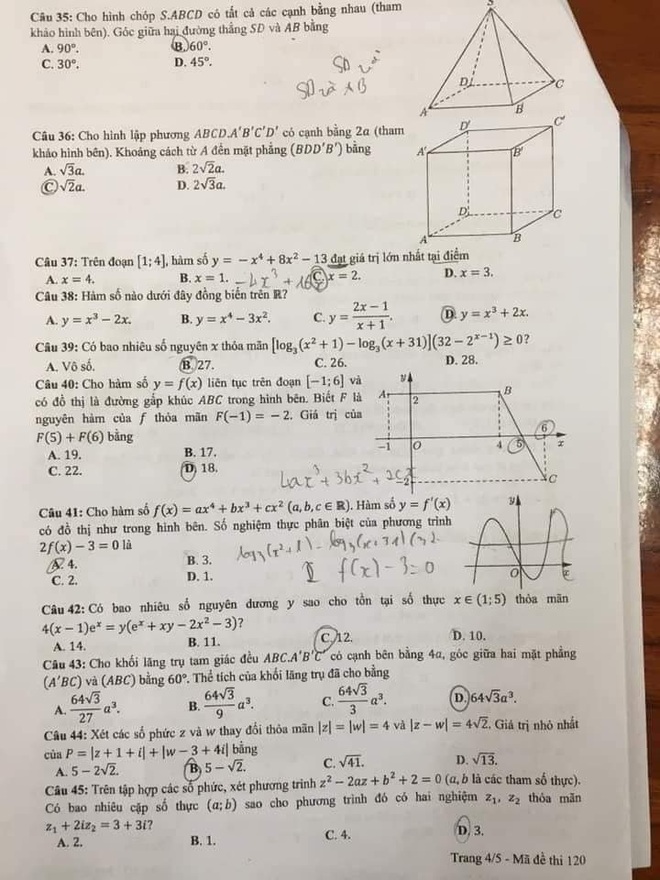 Đề thi Toán tốt nghiệp THPT đợt 2: Phù hợp với thí sinh trong dịch phức tạp - 4 Đề thi Toán tốt nghiệp THPT đợt 2: Phù hợp với thí sinh trong dịch phức tạp - 4