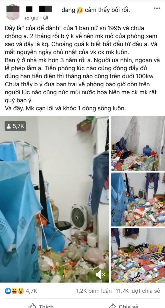 Chủ nhà trọ tá hỏa phát hiện căn phòng rác ngập đầu của cô gái 9X thuê ở - 4 Chủ nhà trọ tá hỏa phát hiện căn phòng rác ngập đầu của cô gái 9X thuê ở - 4