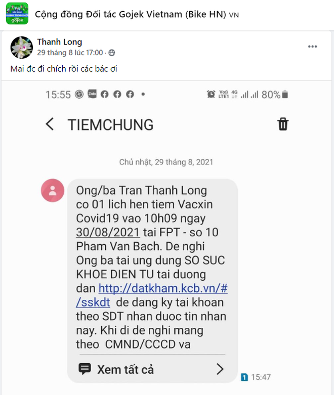 Tài xế Gojek Hà Nội: Được tiêm vắc xin là mừng lắm luôn - 1