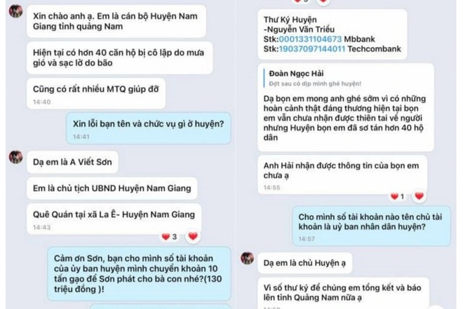 Mạo danh chủ tịch huyện nhắn tin xin ông Đoàn Ngọc Hải 10 tấn gạo - 1