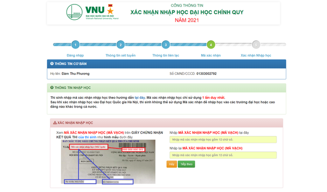 Thí sinh xác nhận nhập học trực tuyến vào ĐH Quốc gia Hà Nội từ ngày 17/9 - 5