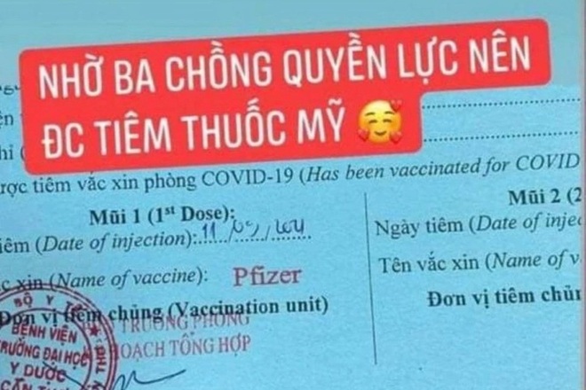 Nổ nhờ ba chồng quyền lực nên được tiêm vắc xin Pfizer, cô gái bị xử phạt - 1