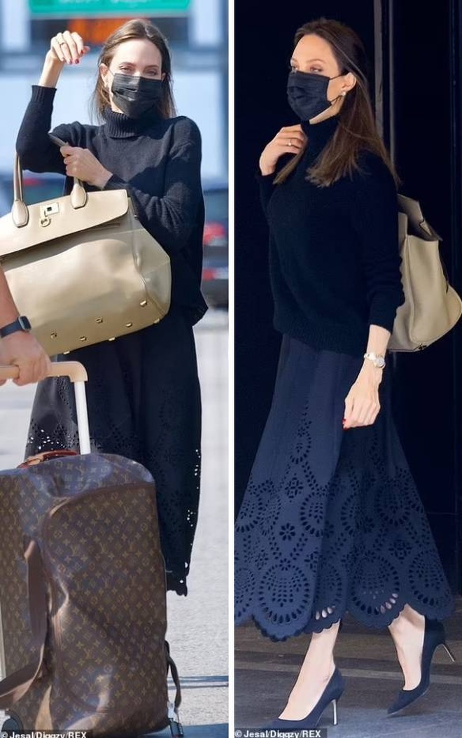 Angelina Jolie mặc đồ đen giản dị vẫn đẹp nổi bật ngoài sân bay - 2 Angelina Jolie mặc đồ đen giản dị vẫn đẹp nổi bật ngoài sân bay - 2