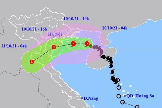 Bão số 7 đang di chuyển vào các tỉnh Hải Phòng đến Thanh Hóa