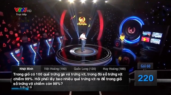 Bài toán đơn giản từng làm khó nhà vô địch Olympia 2017 - 1 Bài toán đơn giản từng làm khó nhà vô địch Olympia 2017 - 1