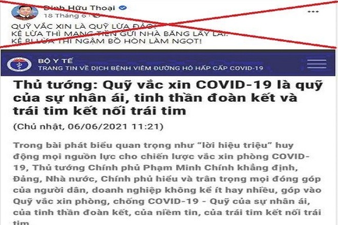 Bị phạt 7,5 triệu đồng vì đăng thông tin sai sự thật về quỹ vaccine - 1