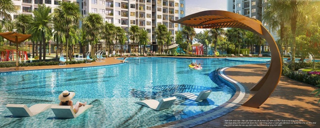 Bể bơi ngoài trời rộng tới 1.000 m2 là tiện ích nổi trội tại phân khu The Miami.