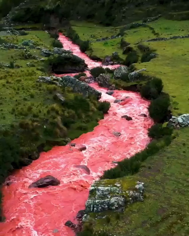 Kinh ngạc con sông có màu nước hồng rực ở Peru - 1
