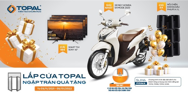 Cơ hội trúng xe SH Mode khi lắp cửa nhôm đồng bộ Topal - 1 Cơ hội trúng xe SH Mode khi lắp cửa nhôm đồng bộ Topal - 1