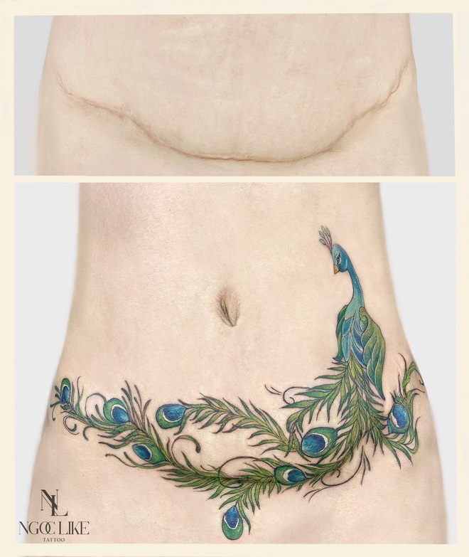 Hình xăm chữ số phong cách ở bụng cho nam  Tattoo Gà