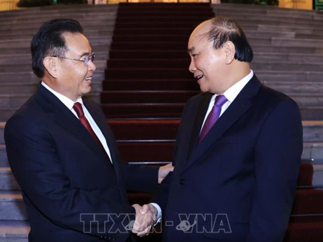 Chủ tịch nước Nguyễn Xuân Phúc tiếp Chủ tịch Quốc hội Lào - 1