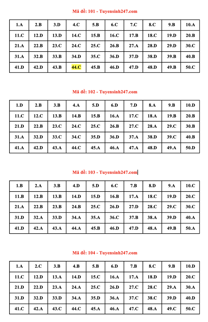 Gợi ý giải 24 mã đề thi môn Toán tốt nghiệp THPT 2022 - 6