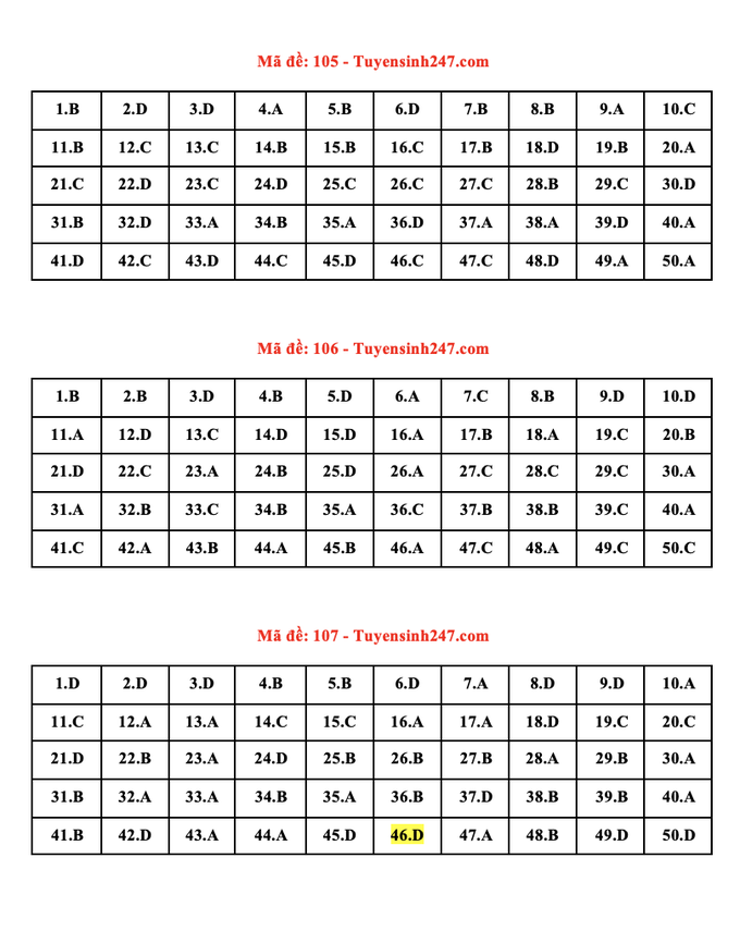 Gợi ý giải 24 mã đề thi môn Toán tốt nghiệp THPT 2022 - 5