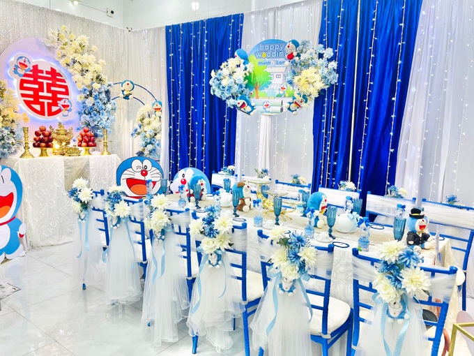 Cô dâu làm đám cưới tràn ngập Doraemon ở Bạc Liêu gây \
