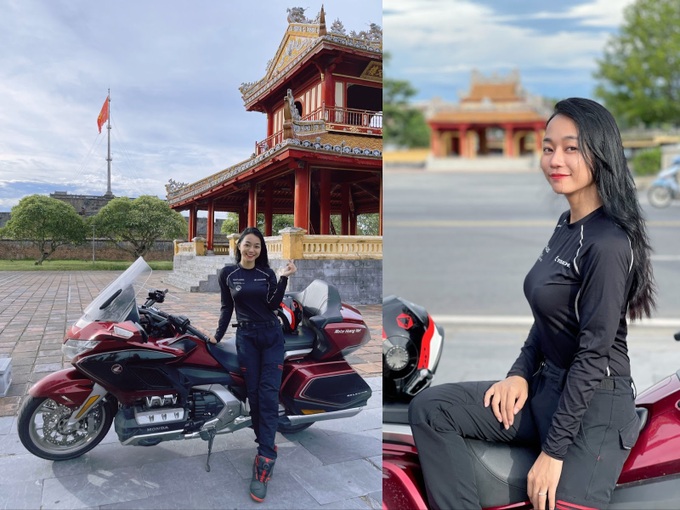 Nữ biker 9x xinh đẹp xuyên Việt trên chiếc motor 1800cc