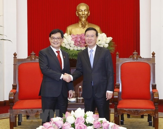 Thường trực Ban Bí thư Võ Văn Thưởng hội kiến Phó Thủ tướng Singapore - 1 Thường trực Ban Bí thư Võ Văn Thưởng hội kiến Phó Thủ tướng Singapore - 1