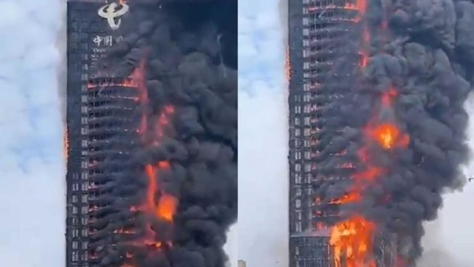 Tòa nhà chọc trời ở Trung Quốc bốc cháy dữ dội - 2