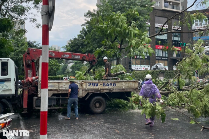 Mưa dông lớn quật đổ cây cổ thụ, Hà Nội cảnh báo nhiều điểm ngập úng - 3