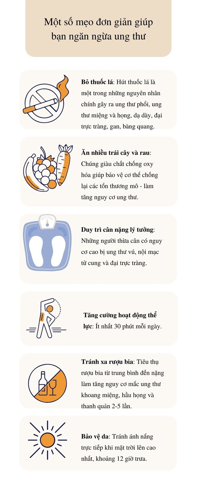 Một số mẹo đơn giản giúp ngăn ngừa ung thư