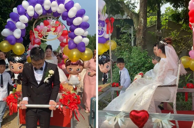 Màn rước dâu bằng xe mui trần độc lạ gây bão mạng của chú rể Tuyên Quang