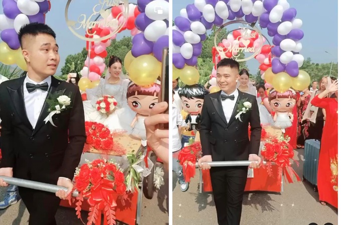 Màn rước dâu bằng xe mui trần độc lạ gây bão mạng của chú rể Tuyên Quang - 1
