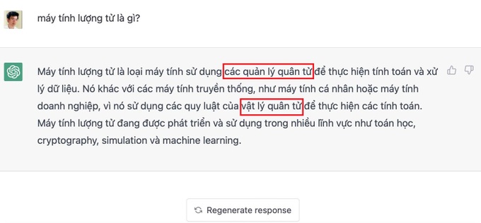 Một câu trả lời đầy máy móc và cho thấy không phải cái gì ChatGPT cũng biết (Ảnh: Đặng Minh Tuấn).
