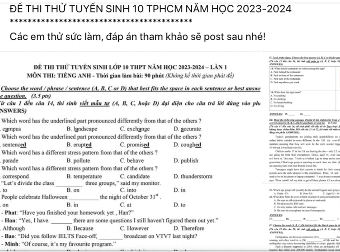 Thức đêm giải hàng chục đề thi trôi nổi, học sinh lo... rớt lớp 10 - 1