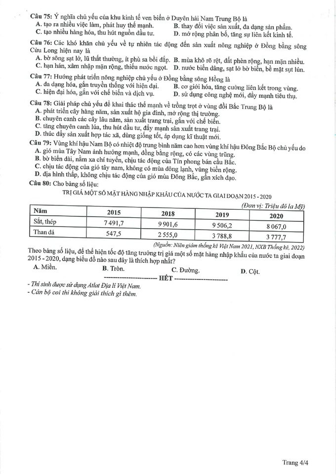 Gợi ý giải đề tham khảo môn địa lý thi tốt nghiệp THPT 2023 - 4