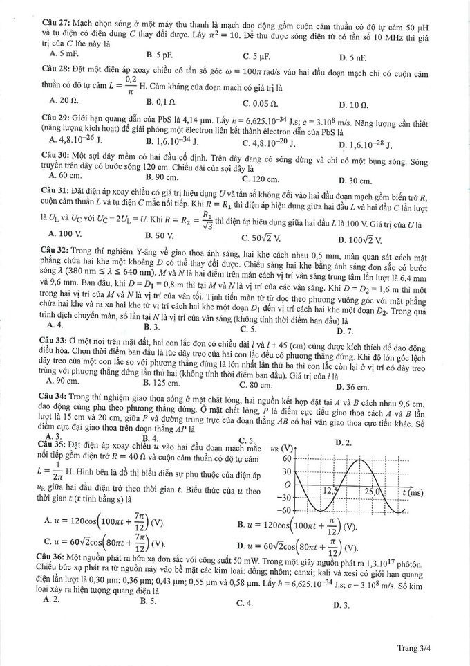 Gợi ý giải đề tham khảo môn vật lý thi tốt nghiệp THPT 2023 - 3