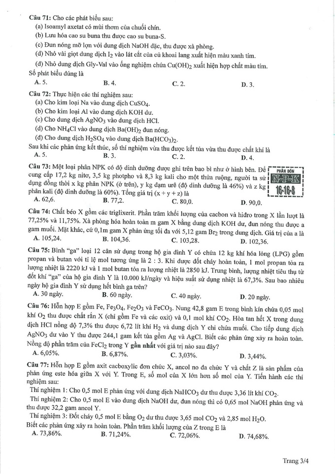 Gợi ý giải đề tham khảo môn hóa học thi tốt nghiệp THPT 2023 - 3