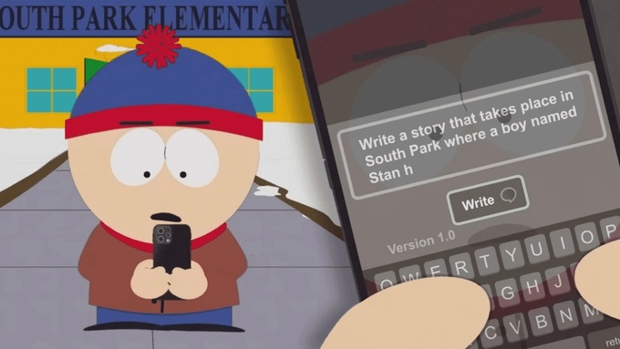 Nhân vật chính trong bộ phim South Park đang sử dụng phần mềm ChatGPT để giúp viết bài luận về nhà (Ảnh: TS).