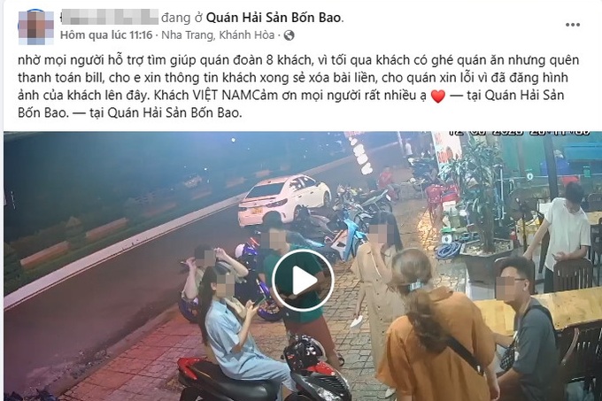 8 nam, nữ thanh niên ăn hải sản ở Nha Trang rồi quên trả tiền - 1