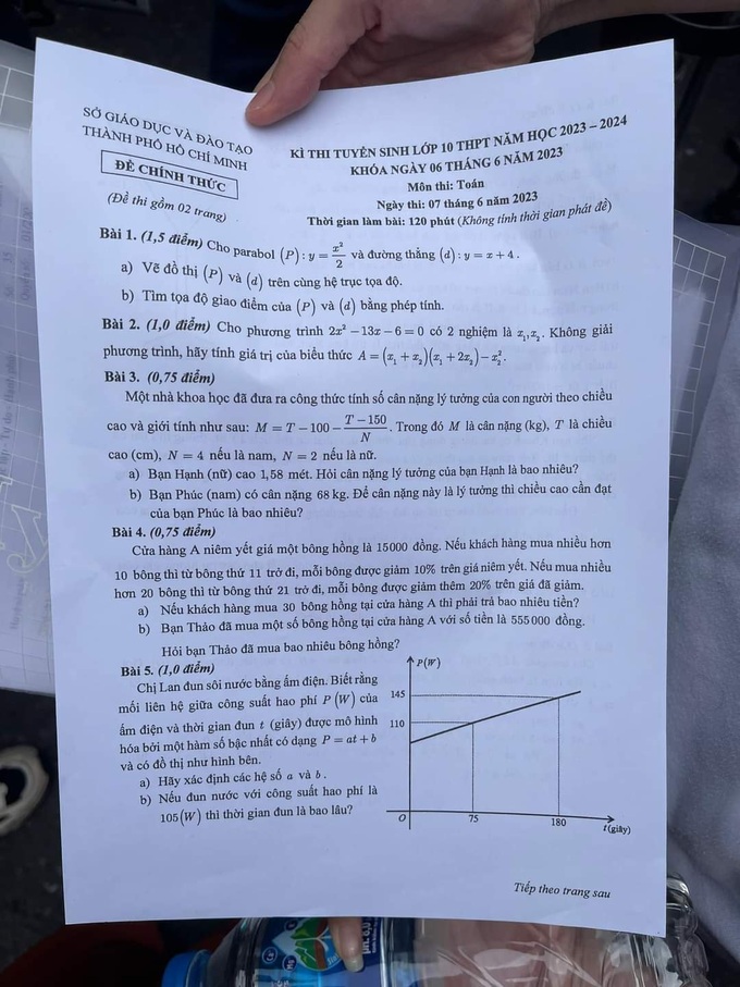 Đề thi và đáp án gợi ý môn toán vào lớp 10 TPHCM năm 2023 - 4