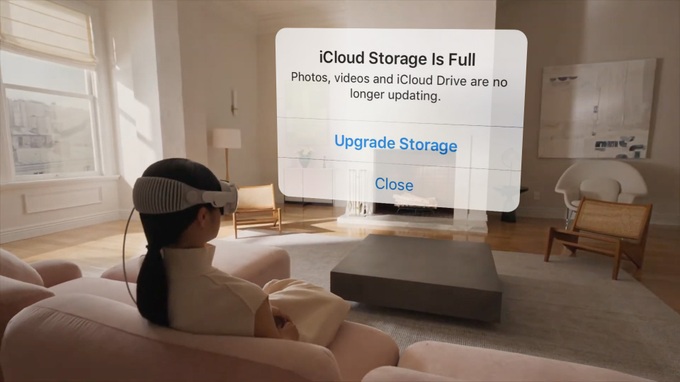 Khi bạn đã chi ra 3.499 USD để mua Vision Pro, nhưng Apple vẫn muốn thu thêm phí để nâng cấp dung lượng iCloud.