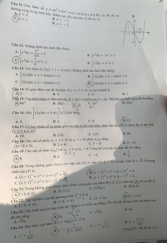 Đề thi và gợi ý đáp án môn toán thi tốt nghiệp THPT 2023 - 11