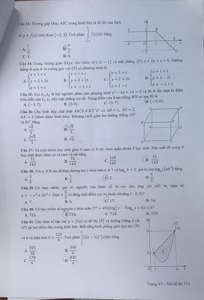 Đề thi và gợi ý đáp án môn toán thi tốt nghiệp THPT 2023 - 17