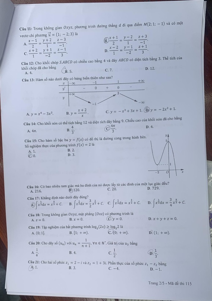 Đề thi và gợi ý đáp án môn toán thi tốt nghiệp THPT 2023 - 15