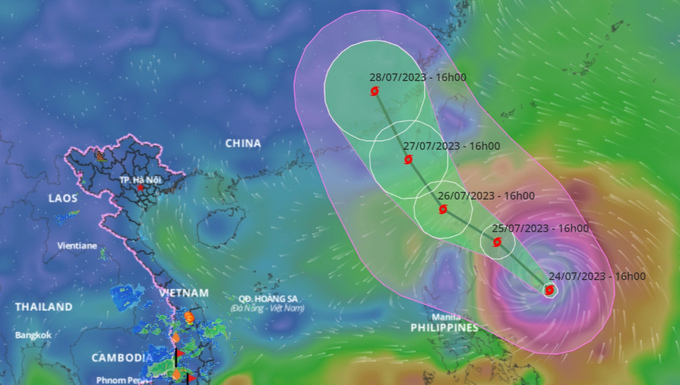 Siêu bão Doksuri hướng vào Biển Đông, Nam Bộ mưa dông - 1
