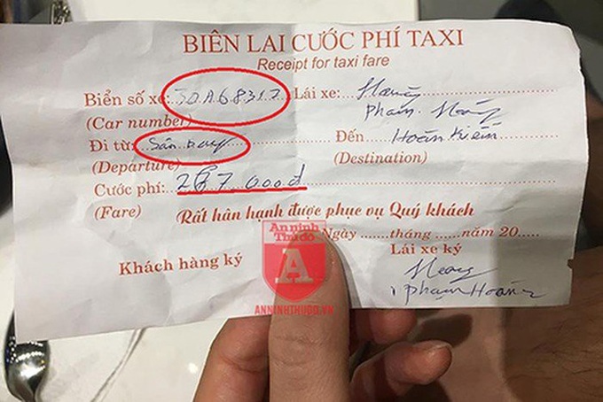 
Lái xe taxi dù cố tình ghi sai biển số xe, điểm đón khách trên biên lai
